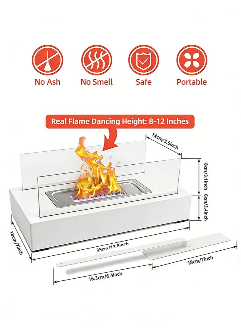 Apustim Tabletop Fire Pit，Portable Indoor/Outdoor Tabletop Fire Pit，Mini Small Fireplace Bowl Decor，Suitable for Weddings，Housewarmings，Birthdays （White） - Image 2